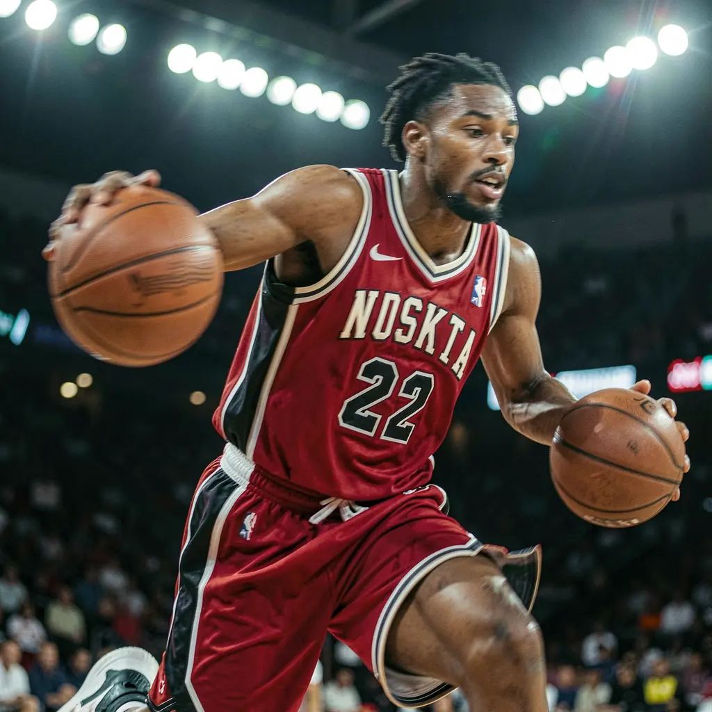 Dynamic close up of a basketball player driving to the basket with blurred defenders and crowd showcasing fast paced betting action on ANGSAYA Philippines